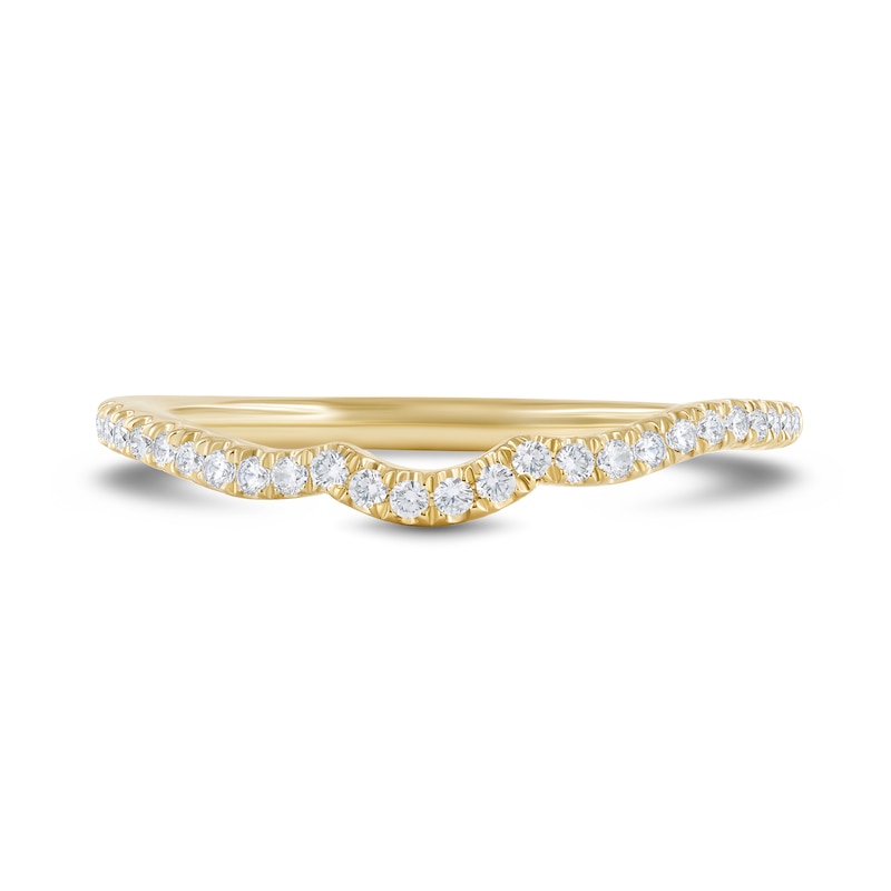 Main Image 1 of 0.15 CT. T.W. Diamond Pavé Contour Band in 14K Gold