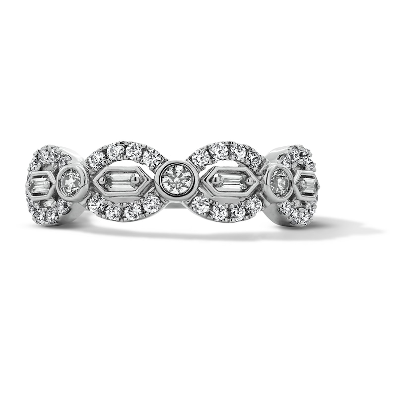 0.37 CT. T.W. Certified Lab-Grown Diamond Geometric Anniversary Band in 14K White Gold (F/VS2)