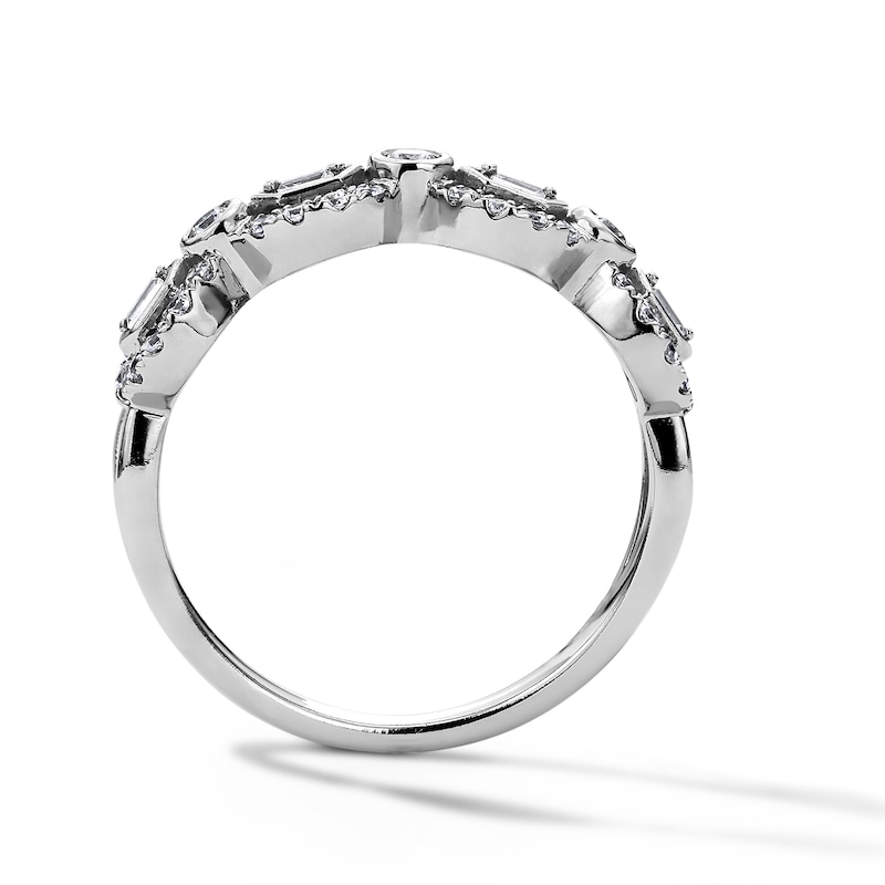 0.37 CT. T.W. Certified Lab-Grown Diamond Geometric Anniversary Band in 14K White Gold (F/VS2)