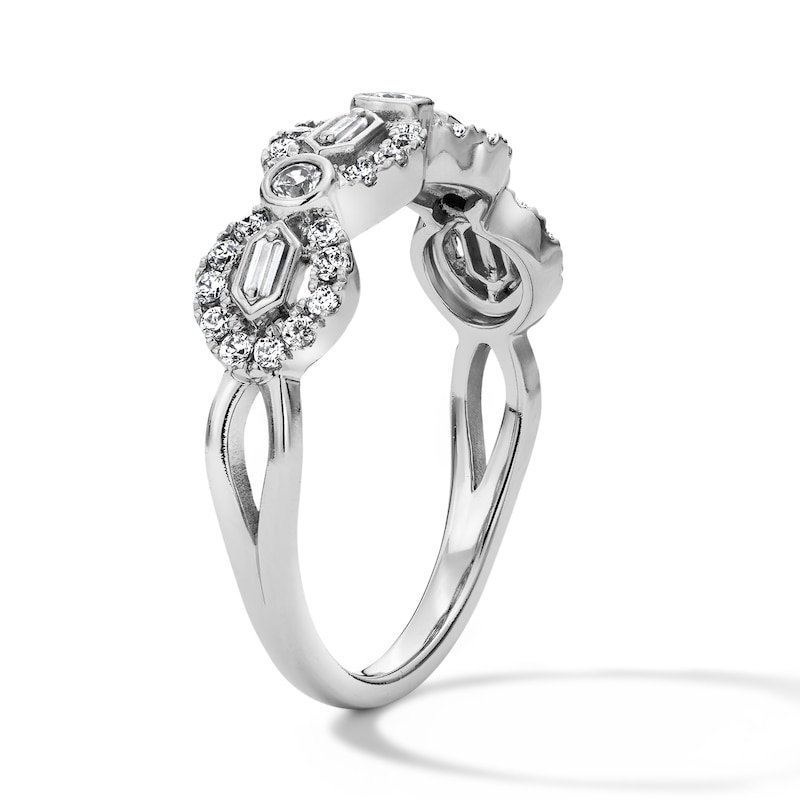 0.37 CT. T.W. Certified Lab-Grown Diamond Geometric Anniversary Band in 14K White Gold (F/VS2)