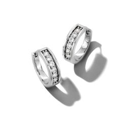 0.45 CT. T.W. Certified Lab-Grown Diamond Huggie Hoop Earrings in Sterling Silver (F/VS2)