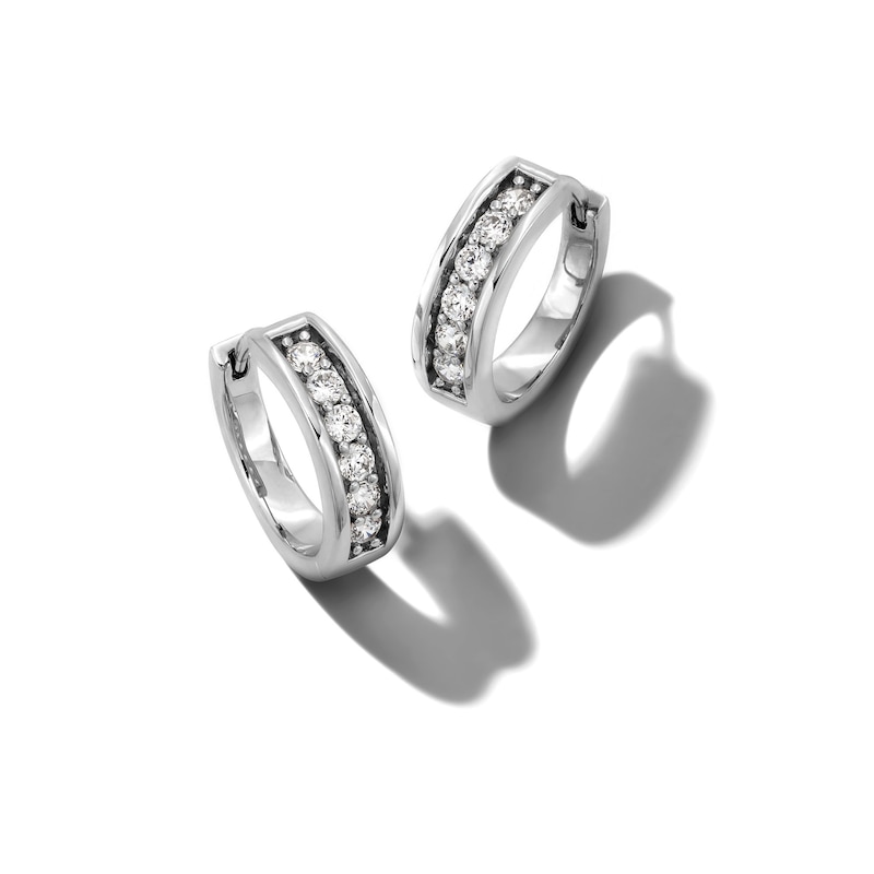 Main Image 1 of 0.45 CT. T.W. Certified Lab-Grown Diamond Huggie Hoop Earrings in Sterling Silver (F/VS2)