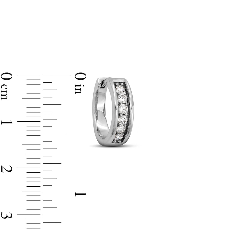 Main Image 2 of 0.45 CT. T.W. Certified Lab-Grown Diamond Huggie Hoop Earrings in Sterling Silver (F/VS2)