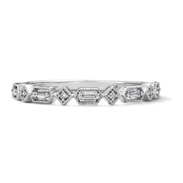 0.08 CT. T.W. Baguette-Cut and Round Diamond Stackable Band in 10K White Gold