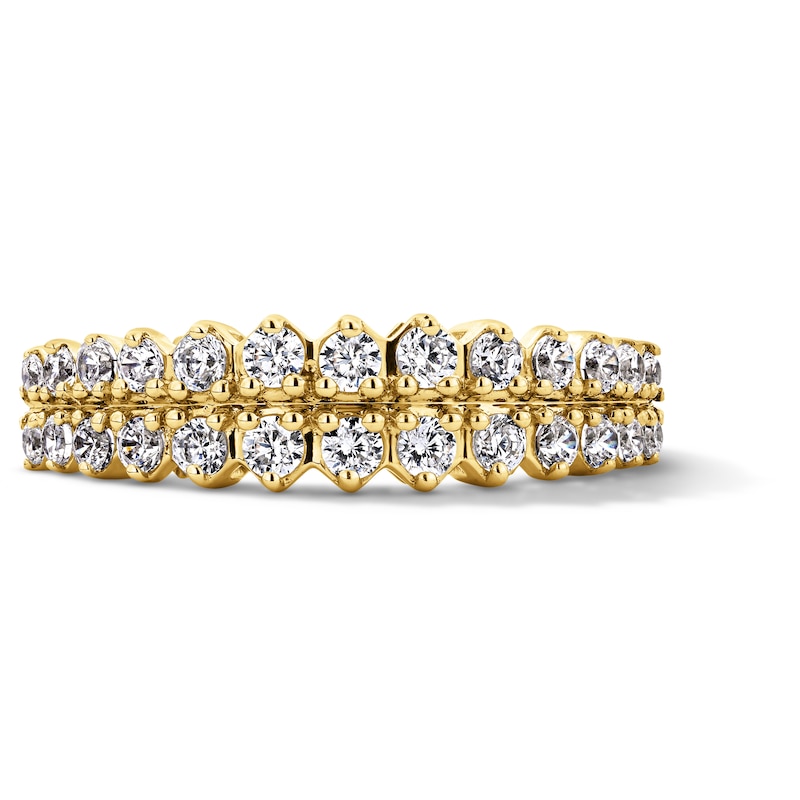 Main Image 1 of 0.45 CT. T.W. Diamond Two-Row Zig-Zag Anniversary Band in 10K Gold