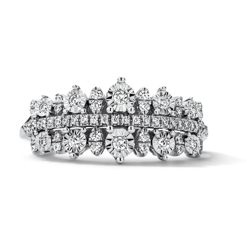 0.23 CT. T.W. Diamond Triple-Row Anniversary Band in 10K Gold