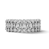 Thumbnail Image 1 of 0.23 CT. T.W. Baguette-Cut and Round Diamond Three-Row Anniversary Band in Sterling Silver