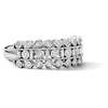 Thumbnail Image 4 of 0.23 CT. T.W. Baguette-Cut and Round Diamond Three-Row Anniversary Band in Sterling Silver