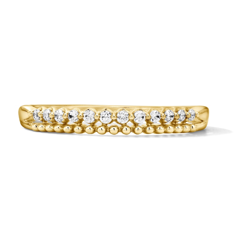 Main Image 1 of 0.10 CT. T.W. Diamond and Beaded Stackable Band in 10K Gold