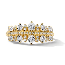 0.23 CT. T.W. Diamond Triple-Row Anniversary Band in 10K Gold