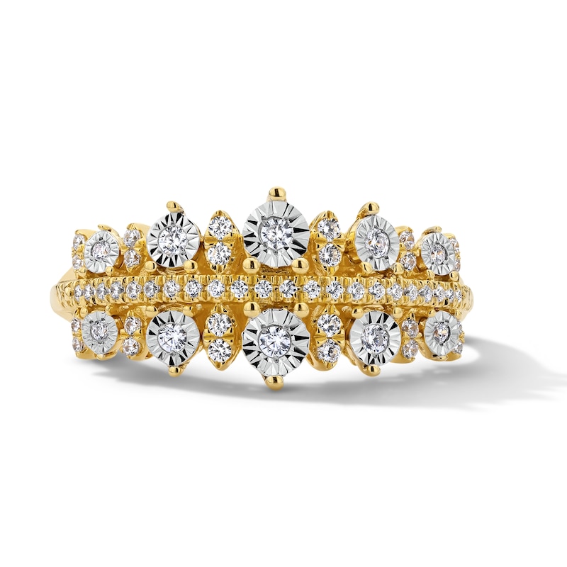 0.23 CT. T.W. Diamond Triple-Row Anniversary Band in 10K Gold
