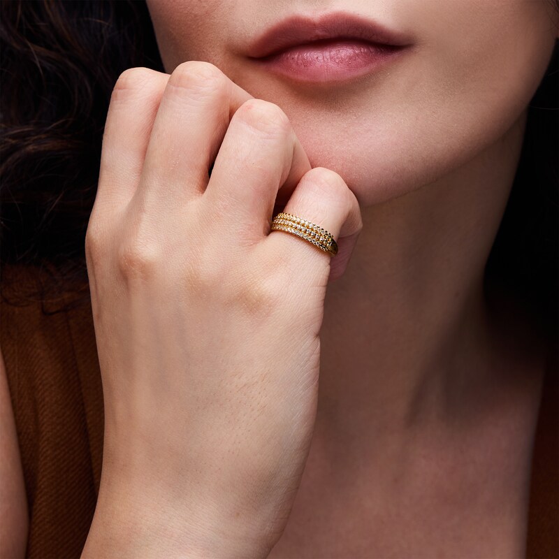 0.23 CT. T.W. Diamond Three-Row Beaded Anniversary Band in 10K Gold