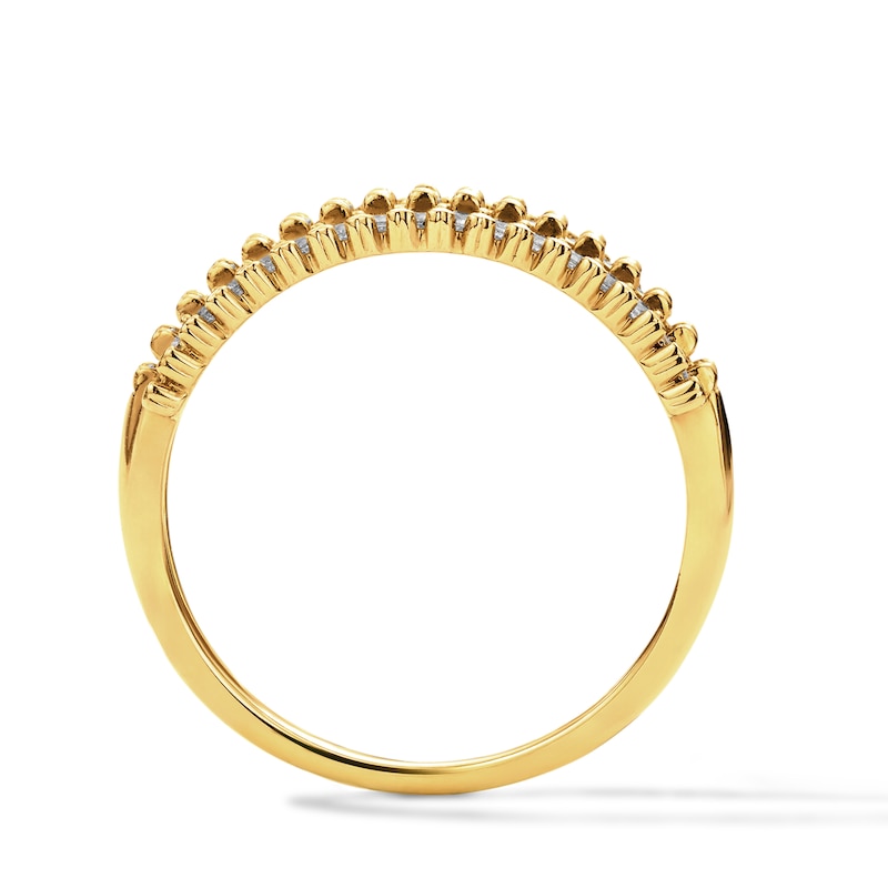 0.23 CT. T.W. Diamond Three-Row Beaded Anniversary Band in 10K Gold