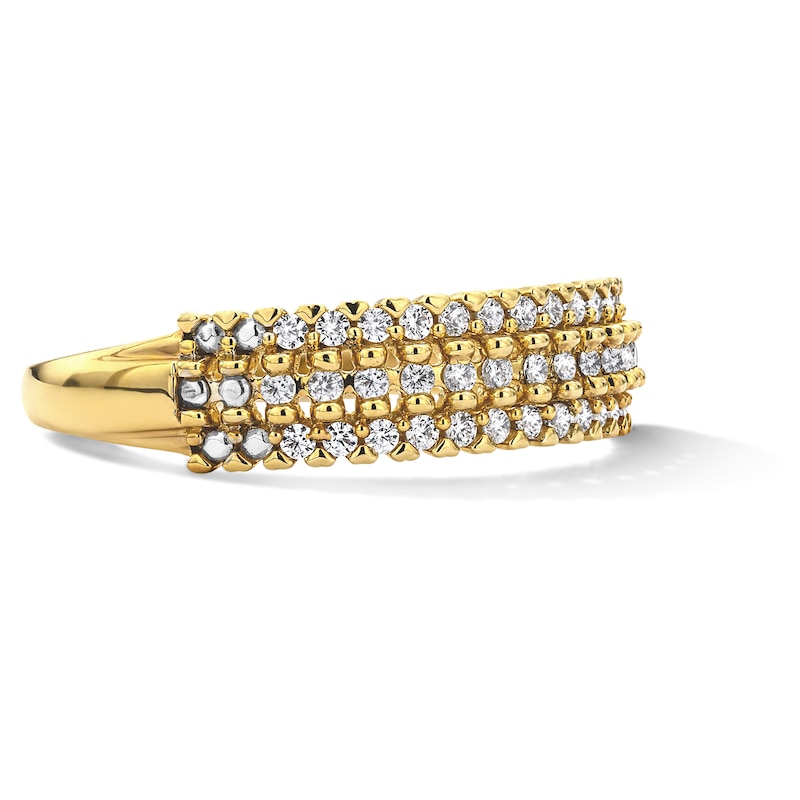 0.23 CT. T.W. Diamond Three-Row Beaded Anniversary Band in 10K Gold