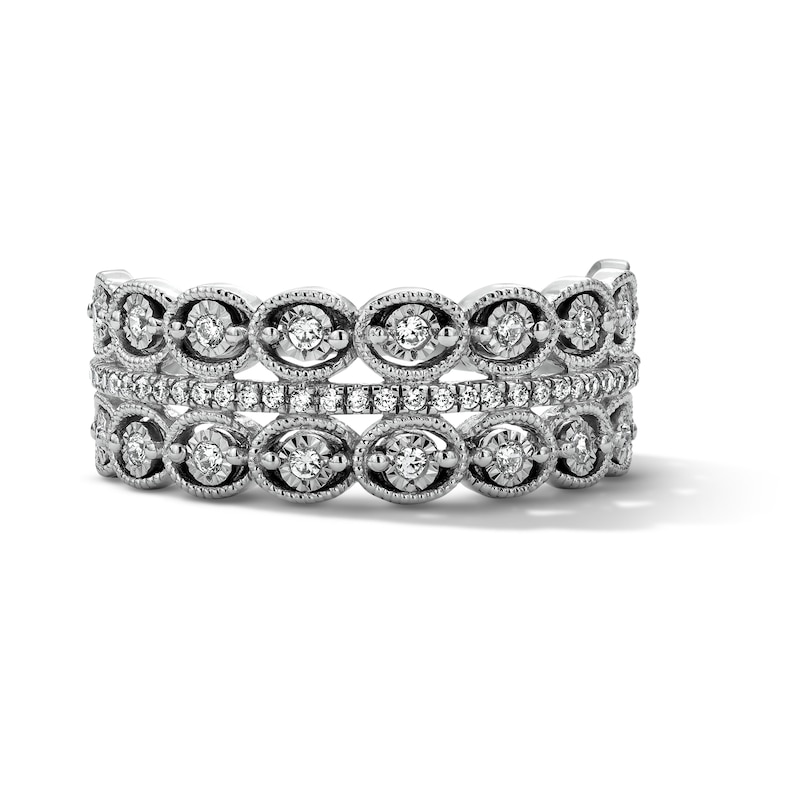 0.23 CT. T.W. Diamond Three-Row Anniversary Band  in Sterling Silver
