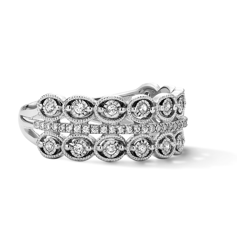 0.23 CT. T.W. Diamond Three-Row Anniversary Band  in Sterling Silver