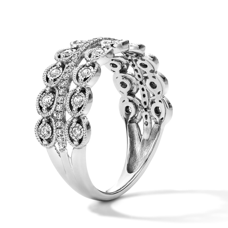 0.23 CT. T.W. Diamond Three-Row Anniversary Band  in Sterling Silver