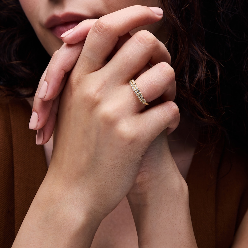 Main Image 2 of 0.23 CT. T.W. Diamond Two-Row Zig-Zag Anniversary Band in 10K Gold