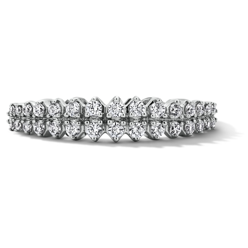 Main Image 1 of 0.23 CT. T.W. Diamond Two-Row Zig-Zag Anniversary Band in 10K White Gold
