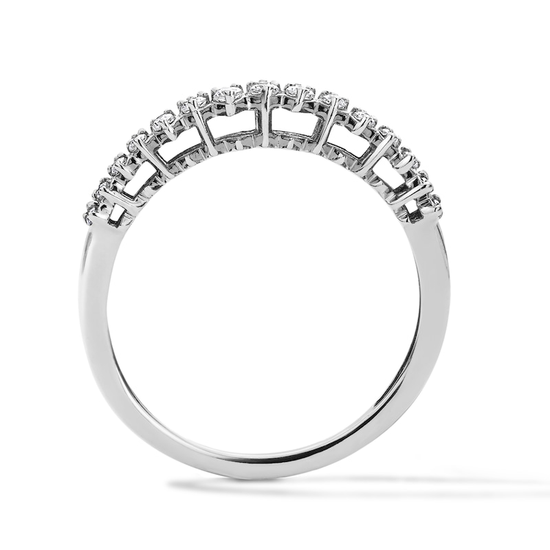 Main Image 3 of 0.23 CT. T.W. Diamond Two-Row Zig-Zag Anniversary Band in 10K White Gold