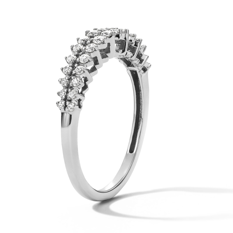Main Image 5 of 0.23 CT. T.W. Diamond Two-Row Zig-Zag Anniversary Band in 10K White Gold