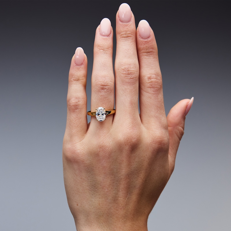 Main Image 2 of Vera Wang Love Collection 2.15 CT. T.W. Oval Certified Lab-Grown Diamond Engagement Ring in 14K Gold (F/VS2)