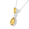 Thumbnail Image 2 of Pear-Shaped and Marquise-Cut Citrine with White Lab-Created Sapphire Necklace in 10K White Gold