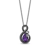 Thumbnail Image 1 of Enchanted Disney Villains Pear-Shaped Amethyst and 0.14 CT. T.W. Black Diamond Pendant in Black Sterling Silver - 19"