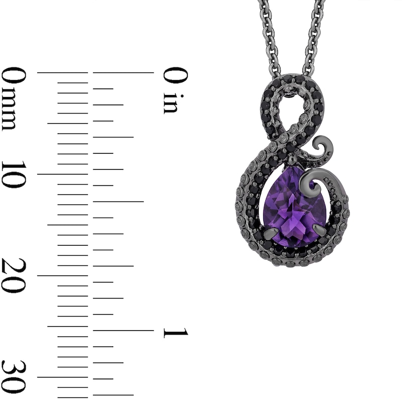 Main Image 3 of Enchanted Disney Villains Pear-Shaped Amethyst and 0.14 CT. T.W. Black Diamond Pendant in Black Sterling Silver - 19"