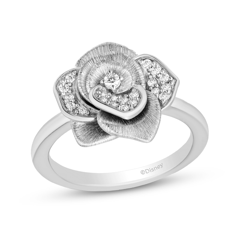 Main Image 1 of Enchanted Disney Belle 0.14 CT. T.W. Certified Lab-Grown Diamond Rose Ring in Sterling Silver (F/VS2)