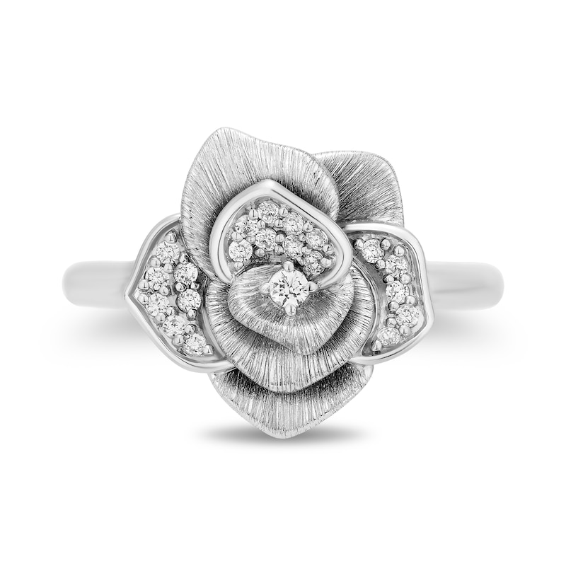 Main Image 4 of Enchanted Disney Belle 0.14 CT. T.W. Certified Lab-Grown Diamond Rose Ring in Sterling Silver (F/VS2)