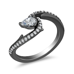 Enchanted Disney Villains 0.45 CT. T.W. Certified Lab-Grown Diamond Bypass Ring in Black Sterling Silver (F/VS2)