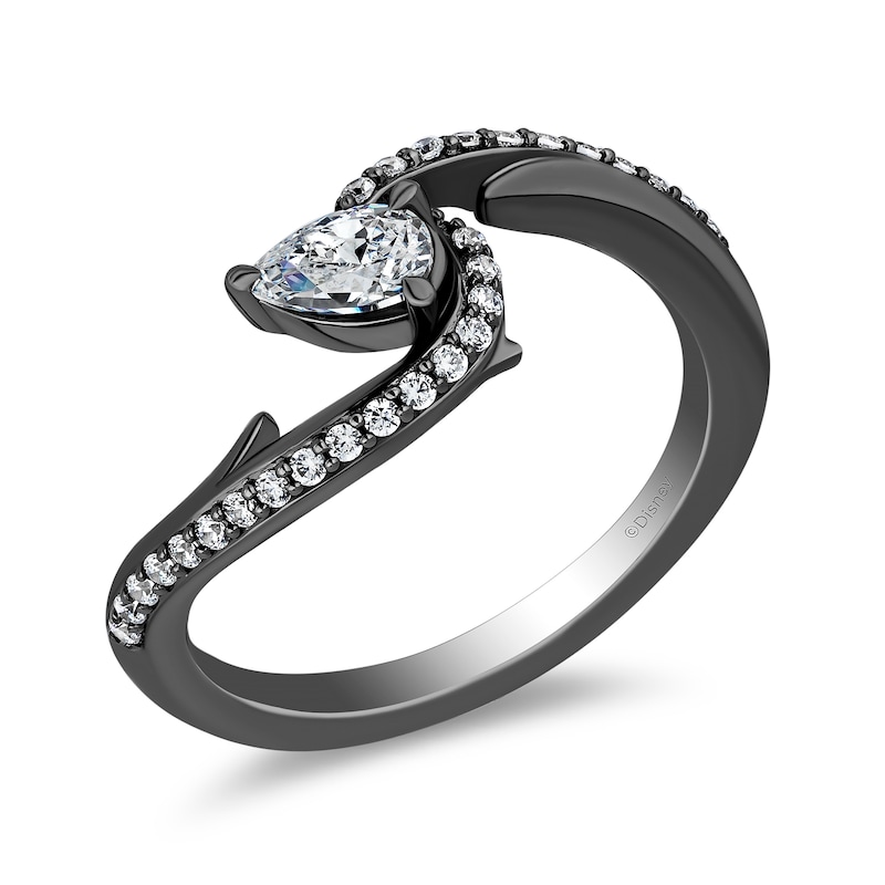 Main Image 1 of Enchanted Disney Villains 0.45 CT. T.W. Certified Lab-Grown Diamond Bypass Ring in Black Sterling Silver (F/VS2)