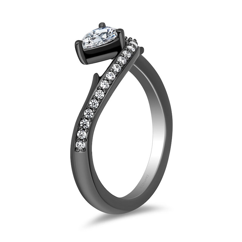Main Image 2 of Enchanted Disney Villains 0.45 CT. T.W. Certified Lab-Grown Diamond Bypass Ring in Black Sterling Silver (F/VS2)