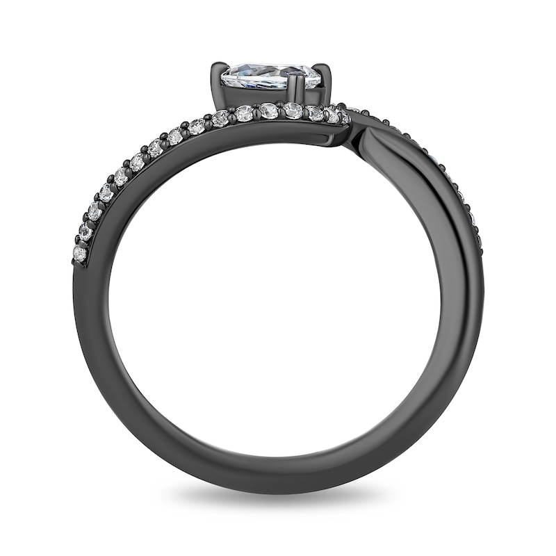 Main Image 3 of Enchanted Disney Villains 0.45 CT. T.W. Certified Lab-Grown Diamond Bypass Ring in Black Sterling Silver (F/VS2)