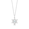 Thumbnail Image 1 of Enchanted Disney Elsa Aquamarine and 0.04 CT. T.W. Diamond Snowflake Pendant in Sterling Silver - 19"