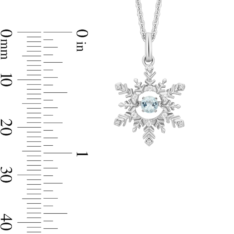 Main Image 3 of Enchanted Disney Elsa Aquamarine and 0.04 CT. T.W. Diamond Snowflake Pendant in Sterling Silver - 19"