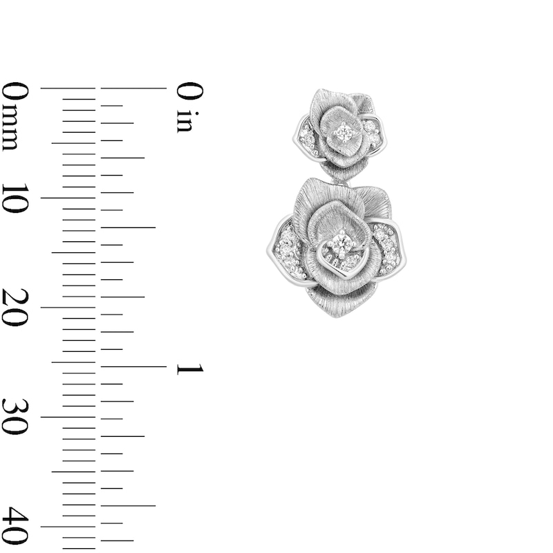 Enchanted Disney Belle 0.18 CT. T.W. Certified Lab-Grown Diamond Rose Drop Earrings in Sterling Silver (F/VS2)