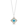 Thumbnail Image 1 of Enchanted Disney Jasmine Mother of Pearl, Swiss Blue Topaz, and 0.08 CT. T.W. Diamond Pendant Sterling Silver - 19”
