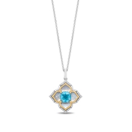 Enchanted Disney Jasmine Mother of Pearl, Swiss Blue Topaz, and 0.08 CT. T.W. Diamond Pendant Sterling Silver - 19”