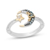 Thumbnail Image 1 of Enchanted Disney Jasmine Swiss Blue Topaz and 0.08 CT. T.W. Diamond Moon and Stars Ring in Sterling Silver and 10K Gold
