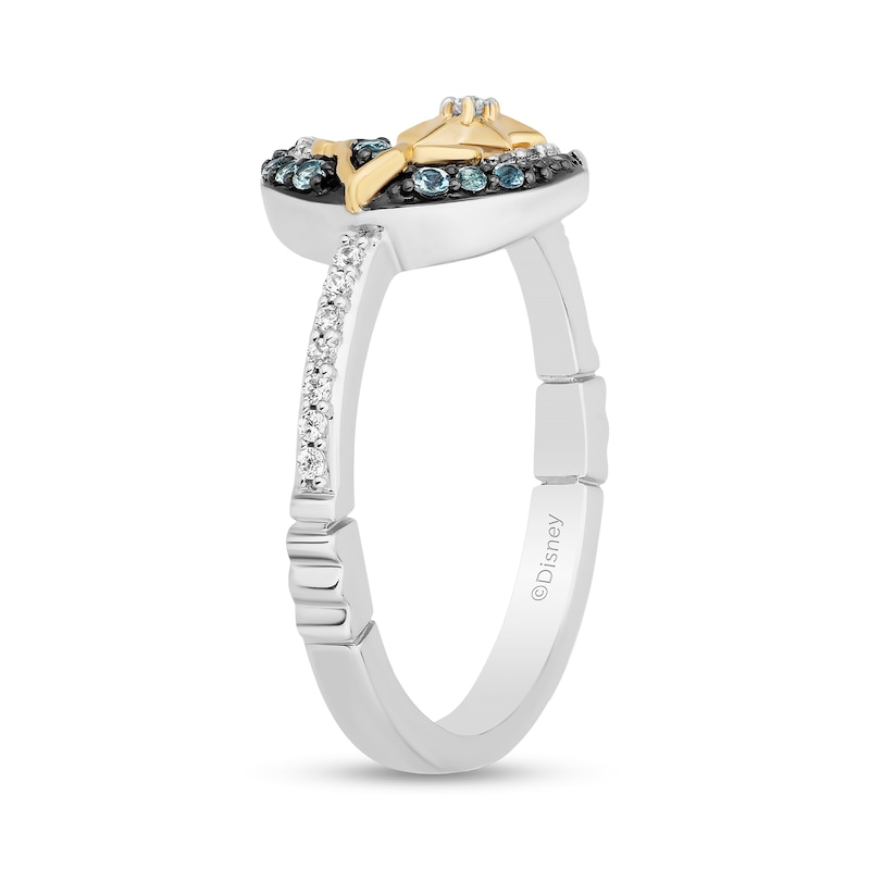 Main Image 2 of Enchanted Disney Jasmine Swiss Blue Topaz and 0.08 CT. T.W. Diamond Moon and Stars Ring in Sterling Silver and 10K Gold