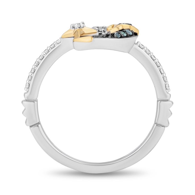 Main Image 3 of Enchanted Disney Jasmine Swiss Blue Topaz and 0.08 CT. T.W. Diamond Moon and Stars Ring in Sterling Silver and 10K Gold