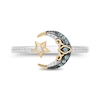 Thumbnail Image 4 of Enchanted Disney Jasmine Swiss Blue Topaz and 0.08 CT. T.W. Diamond Moon and Stars Ring in Sterling Silver and 10K Gold