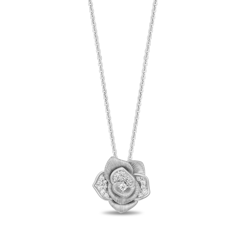 Main Image 1 of Enchanted Disney Belle 0.14 CT. T.W. Certified Lab-Grown Diamond Pendant in Sterling Silver (F/VS2) - 19"