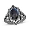 Thumbnail Image 1 of Enchanted Disney Villains Oval Grey Quartz and Black Diamond Accent Ring in Black Sterling Silver