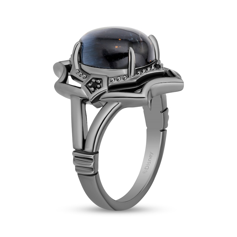 Main Image 2 of Enchanted Disney Villains Oval Grey Quartz and Black Diamond Accent Ring in Black Sterling Silver