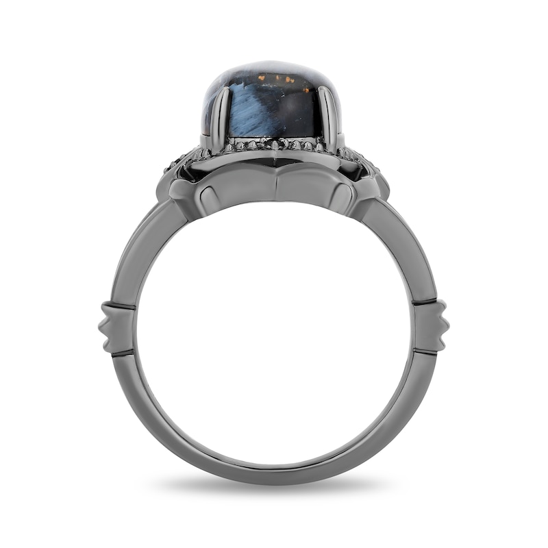 Main Image 3 of Enchanted Disney Villains Oval Grey Quartz and Black Diamond Accent Ring in Black Sterling Silver