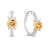 Thumbnail Image 2 of Enchanted Disney Belle 0.11 CT. T.W. Certified Lab-Grown Diamond Hoops in Sterling Silver and 14K Gold Plate (F/VS2)