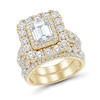 Thumbnail Image 1 of 4.95 CT. T.W. Emerald-Cut Certified Lab-Grown Diamond Double Frame Bridal Set in 14K Gold (F/VS2)